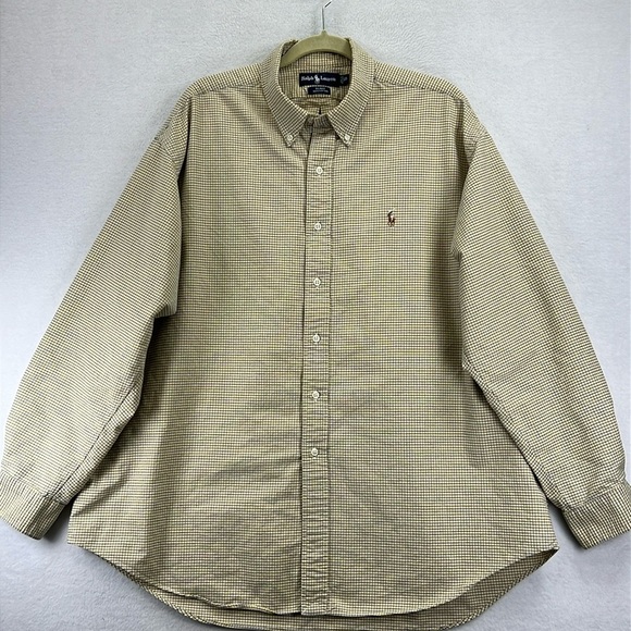 Ralph Lauren Blake Men’s Dress Shirt Sz XXL Yellow/ Blue/White 100% Cotton NWOT - Picture 1 of 8